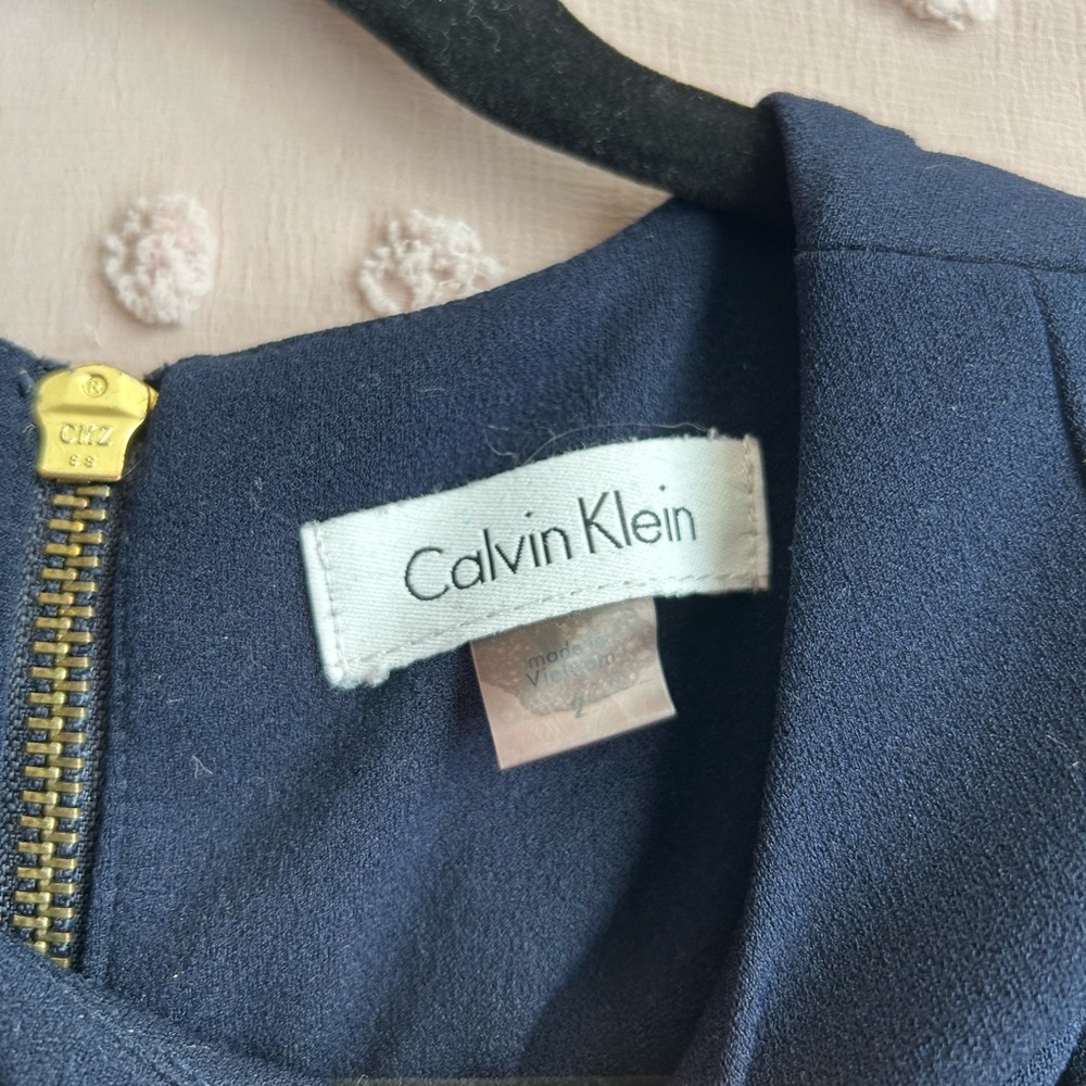Calvin Klein Sleeveless Midi Pencil Dress Sz 2 Navy Boue - Picture 3 of 5